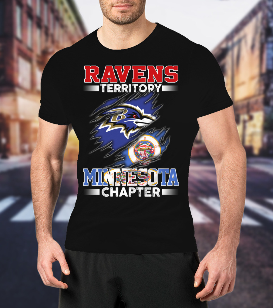 Ravens Territory Minnesota Chapter Nfl Team Logo And State Flag T-Shirt