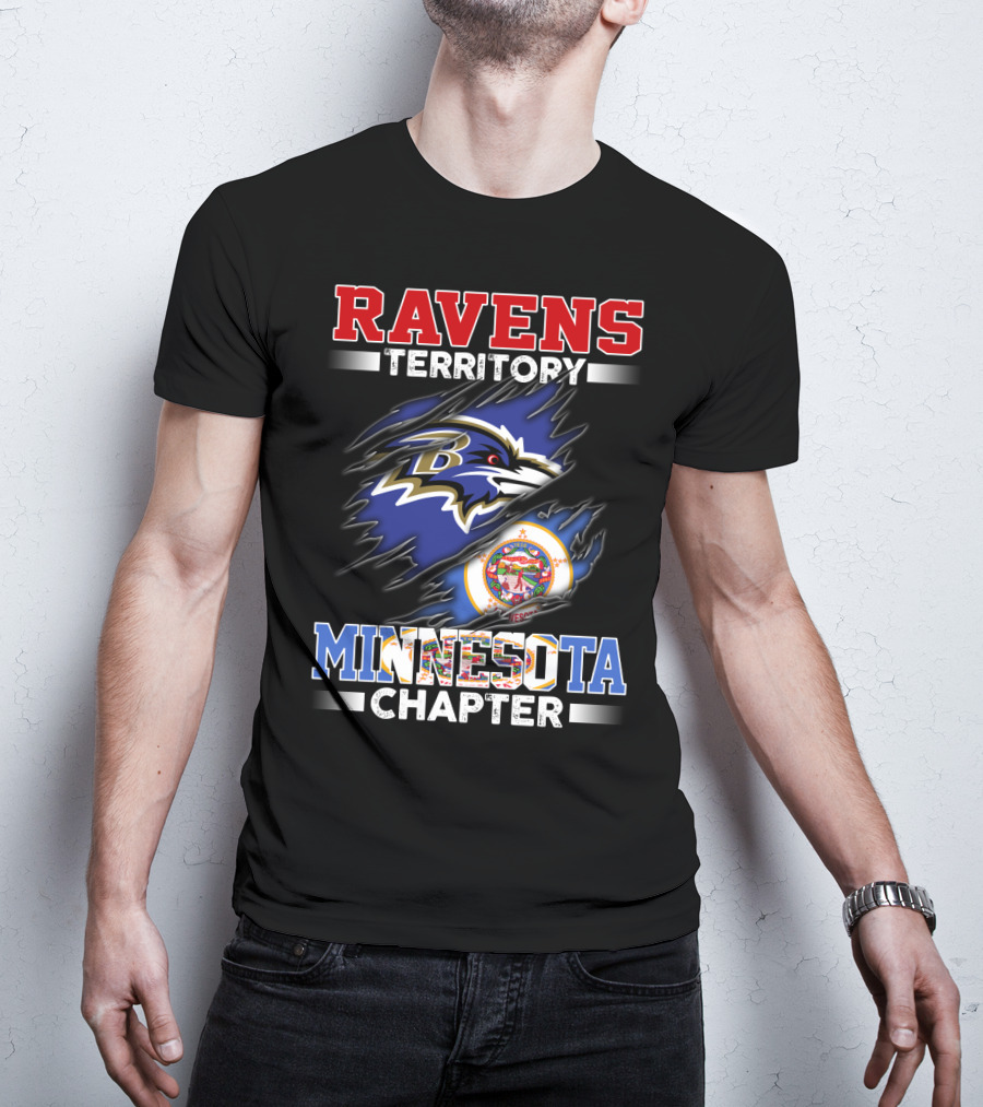 Ravens Territory Minnesota Chapter Nfl Team Logo And State Flag T-Shirt