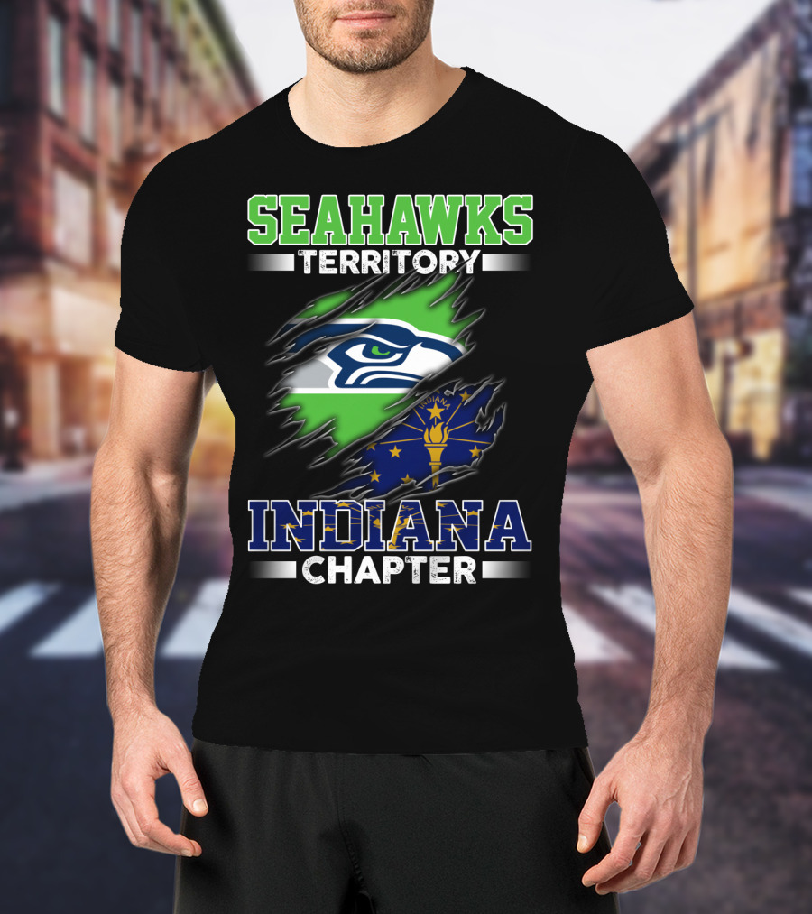 Seahawks Territory Indiana Chapter Flag Emblem Fan T-Shirt