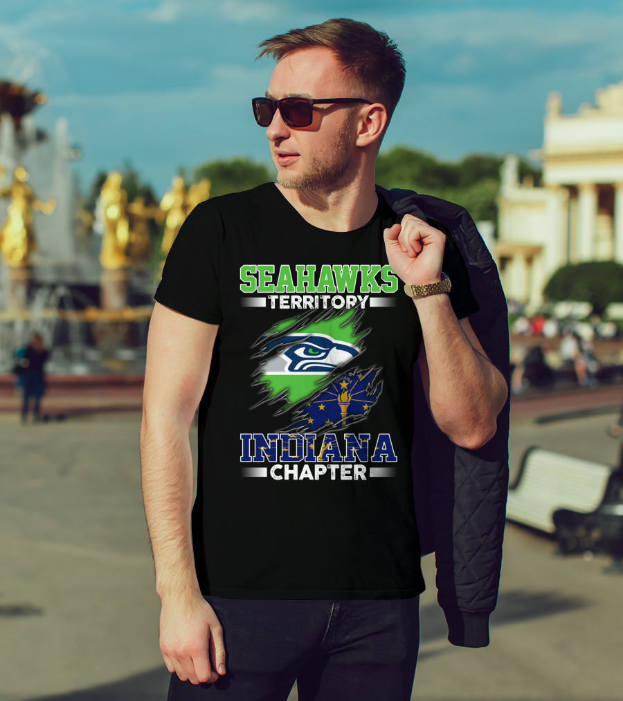 Seahawks Territory Indiana Chapter Flag Emblem Fan T-Shirt
