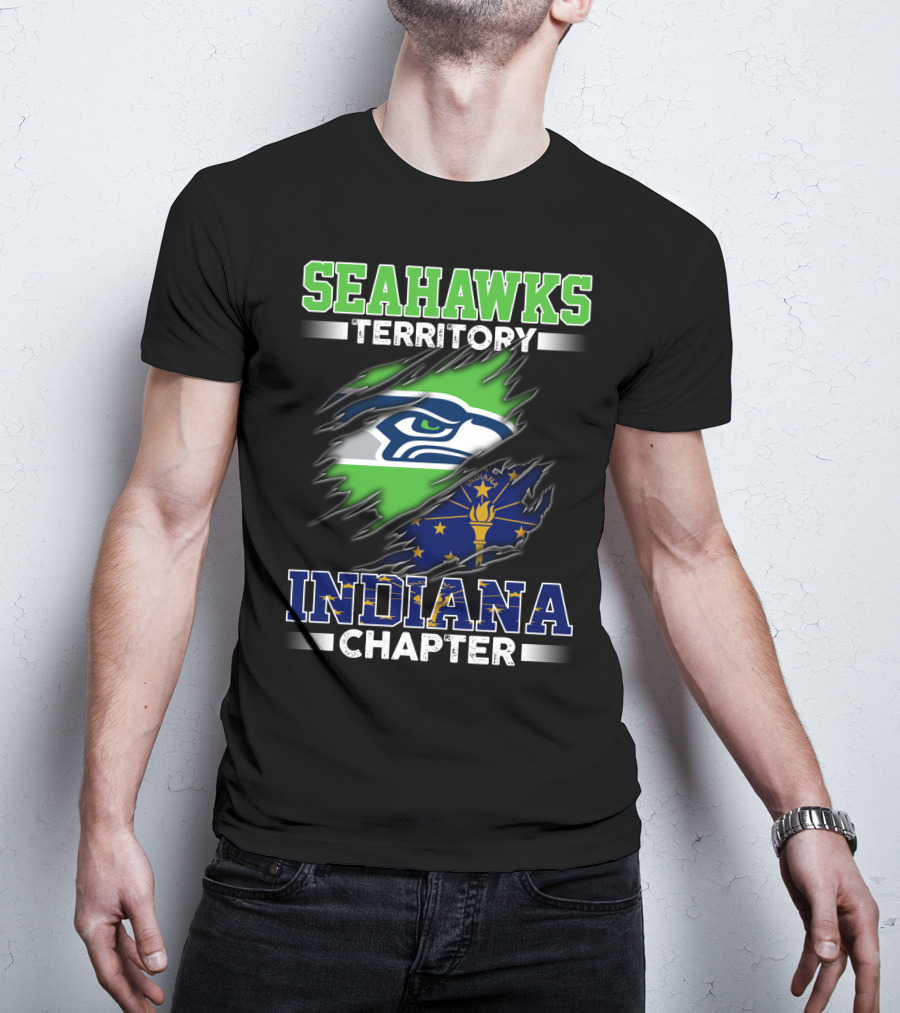 Seahawks Territory Indiana Chapter Flag Emblem Fan T-Shirt