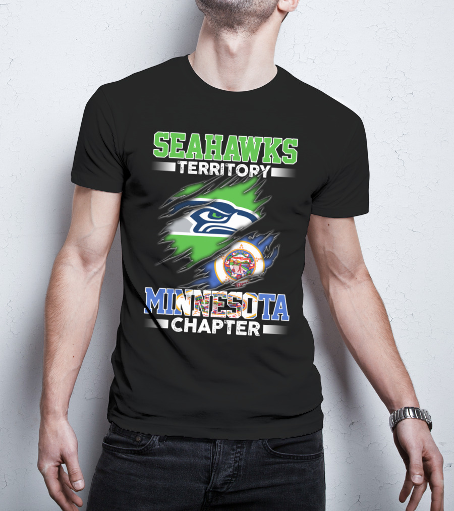 Seahawks Territory Minnesota Chapter Team Logo Flag Combination T-Shirt