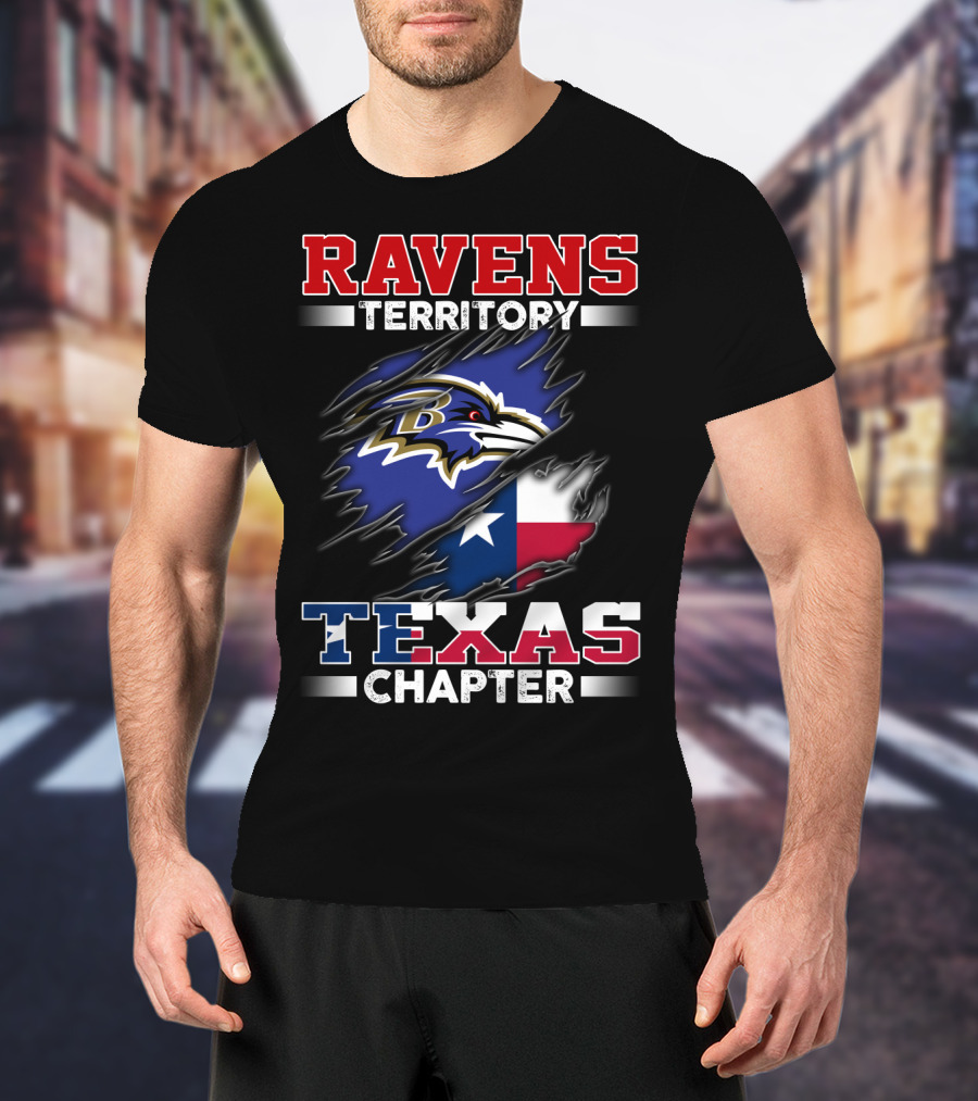 Ravens Territory Texas Chapter Nfl Team Texas State Flag T-Shirt