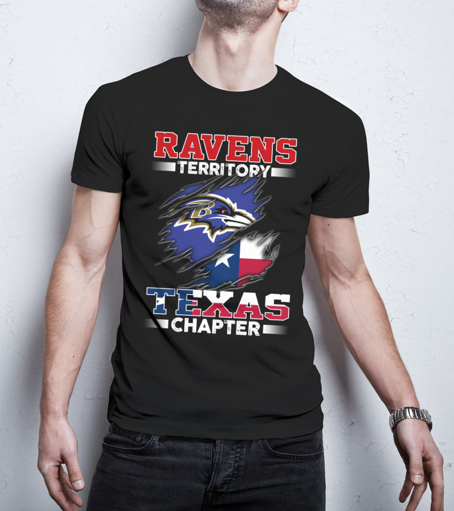 Ravens Territory Texas Chapter Nfl Team Texas State Flag T-Shirt
