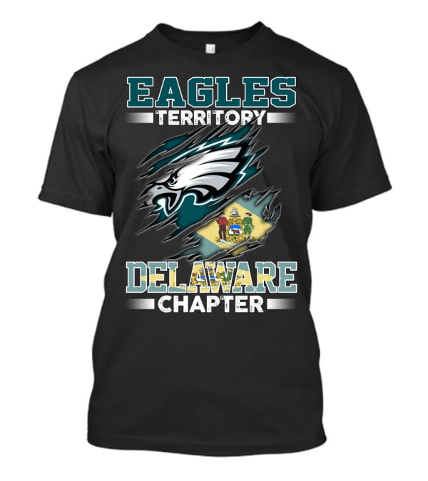 Eagles Territory Delaware Chapter Nfl Team Logo With State Flag T-Shirt