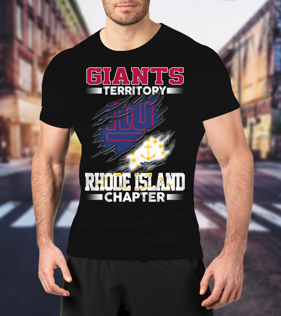 GIANTS Territory Rhode Island Chapter NY Blue Rip Flag T-Shirt