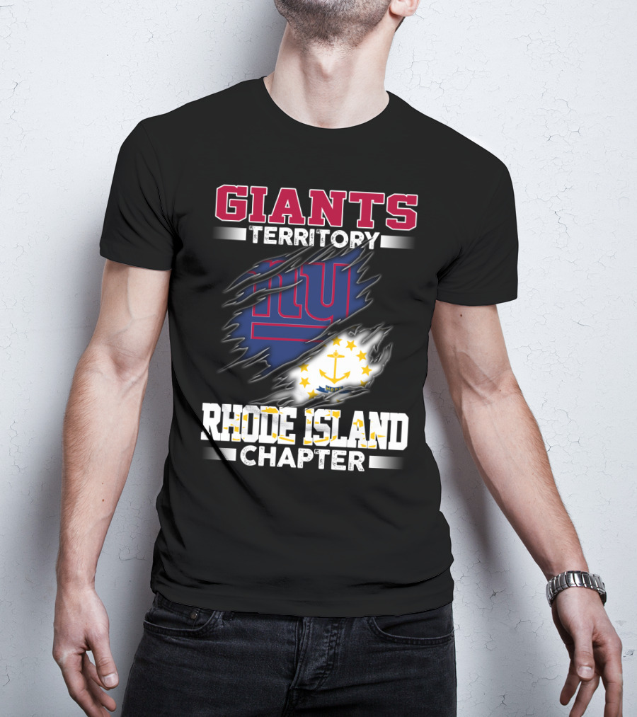 GIANTS Territory Rhode Island Chapter NY Blue Rip Flag T-Shirt