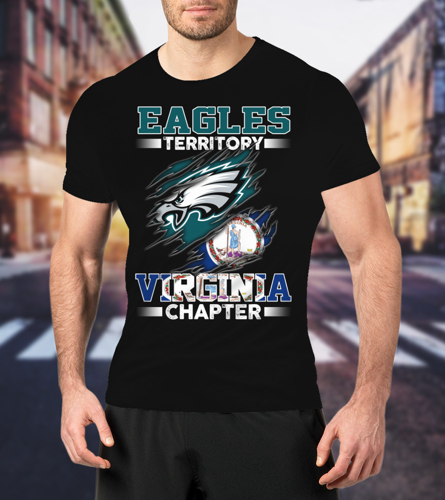 Eagles Territory Virginia Chapter Logo With Virginia Flag T-Shirt