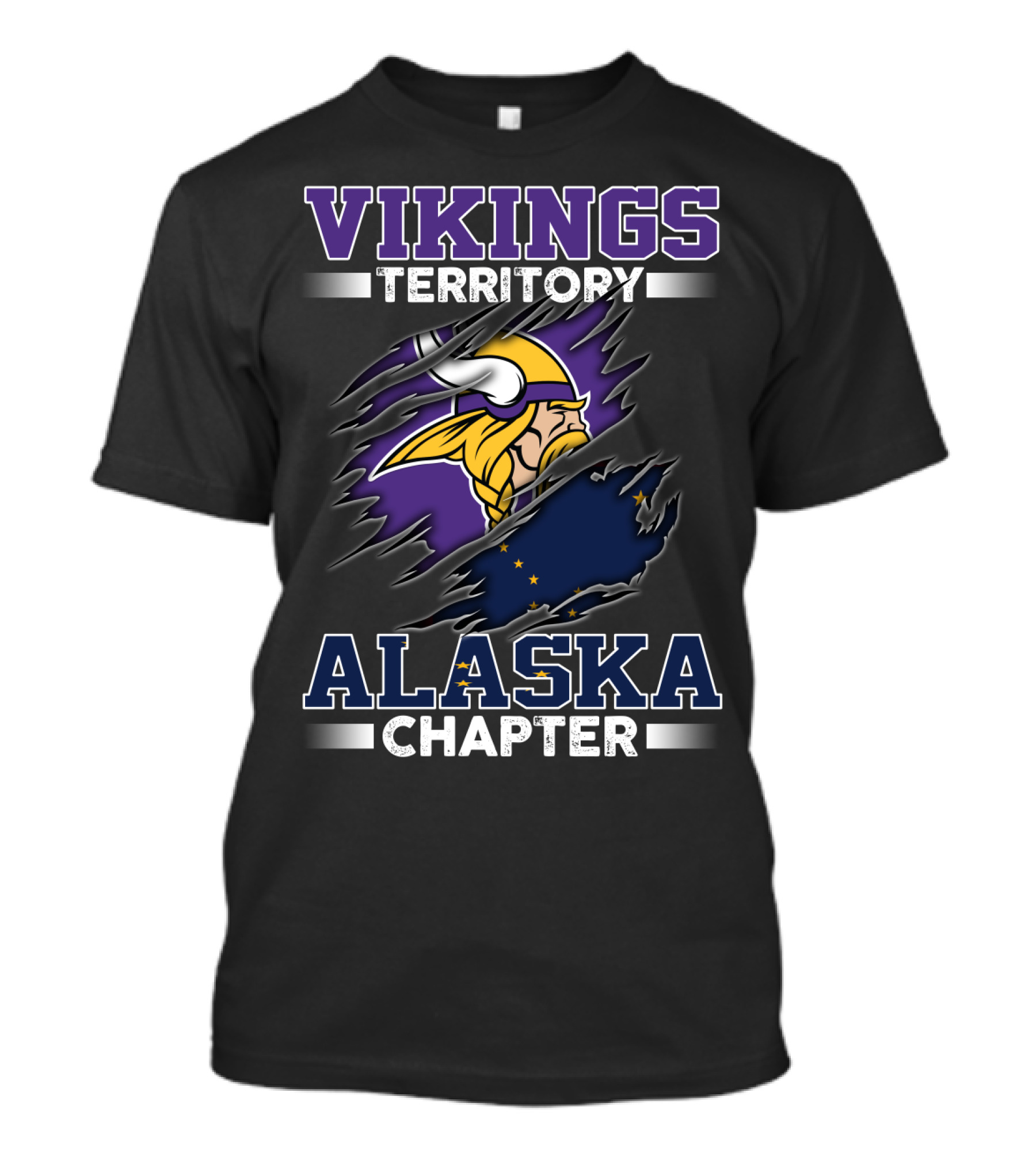 Vikings Territory Alaska Chapter Viking Helmet And Alaska Flag T-Shirt