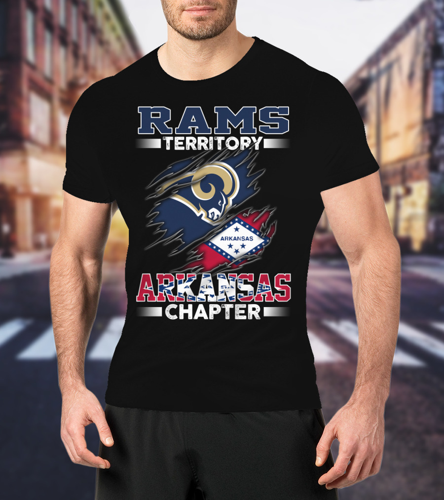 Rams Territory Arkansas Chapter With State Flag And Iconic Sports T-Shirt