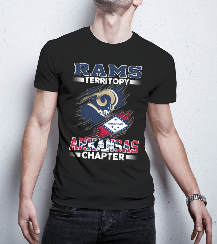 Rams Territory Arkansas Chapter With State Flag And Iconic Sports T-Shirt