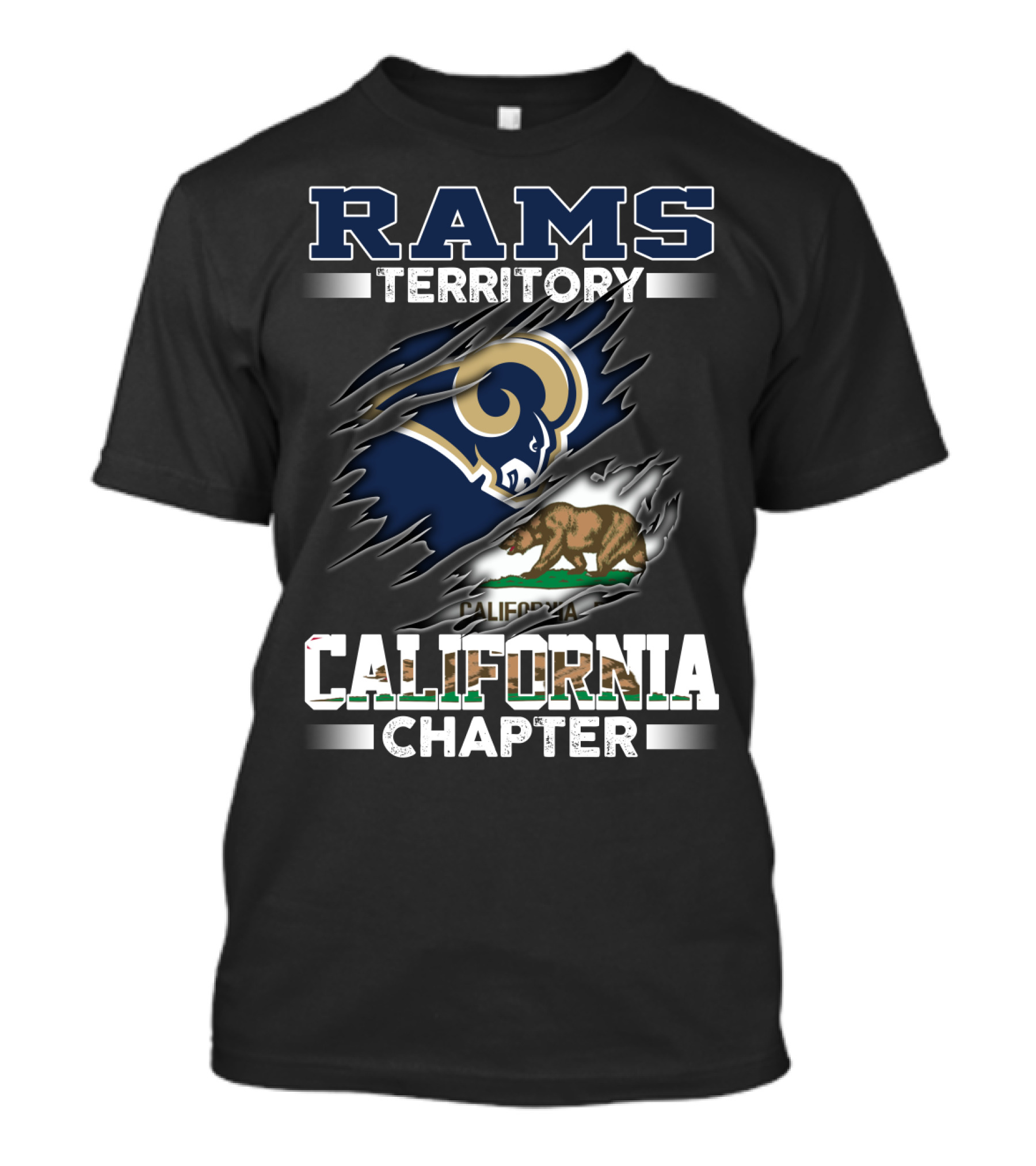 Rams Territory California Chapter Bear Flag Graphic Swirl T-Shirt
