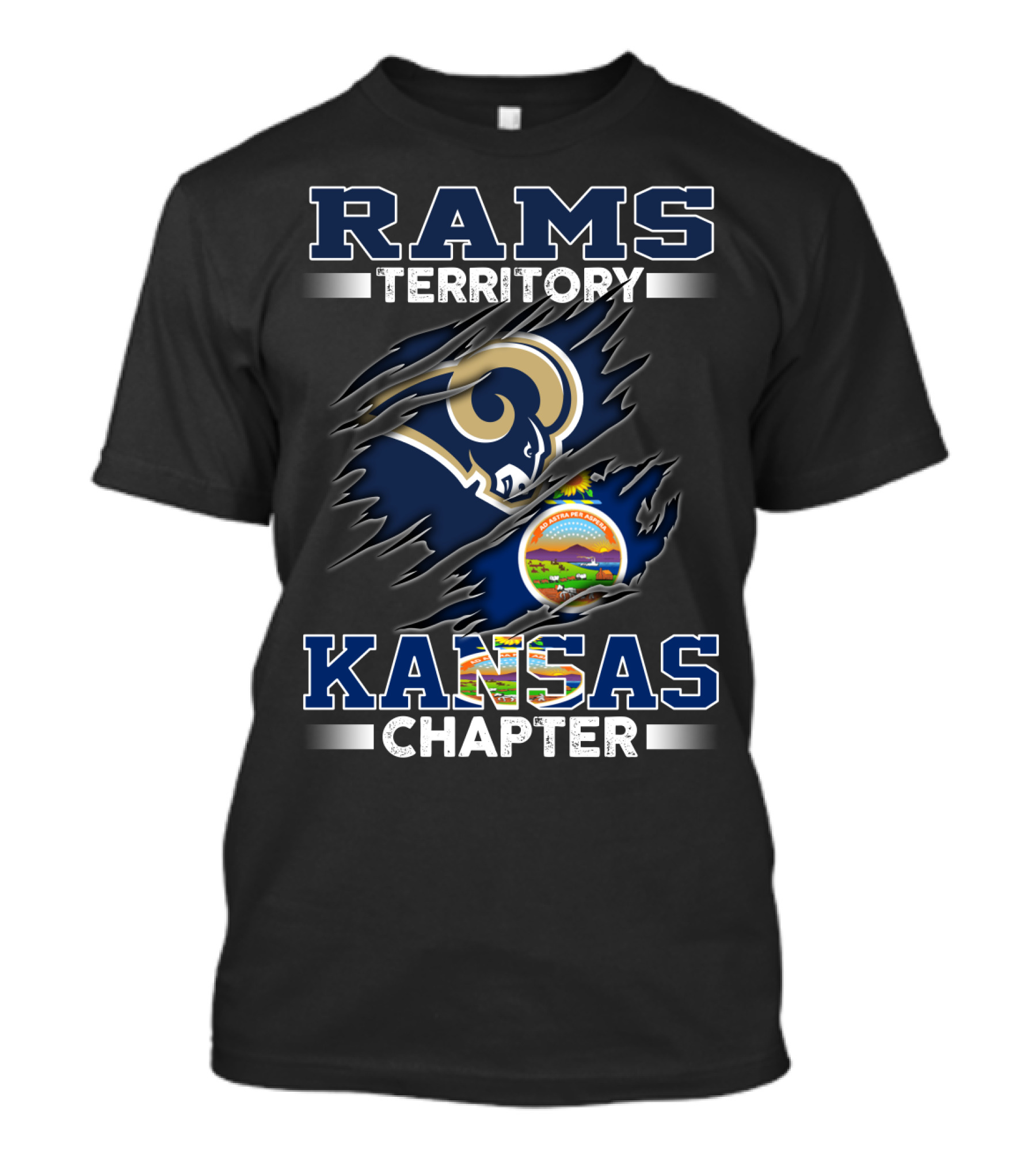 Rams Territory Kansas Chapter Nfl Team Logo With Kansas State Seal T-Shirt