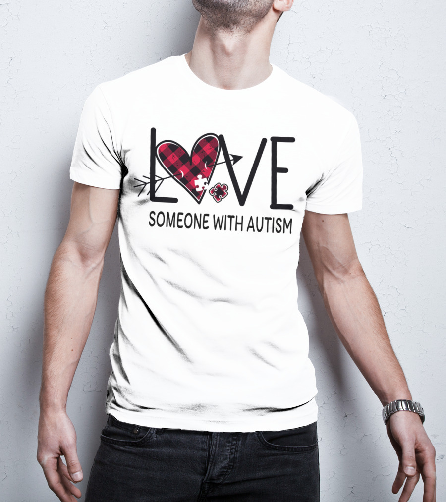 LOVE Someone With Autism Heart Puzzle T-Shirt