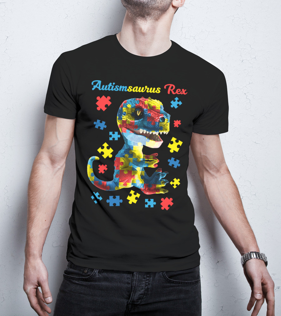 Autismsaurus Rex Dinosaur Puzzle Piece T-Shirt