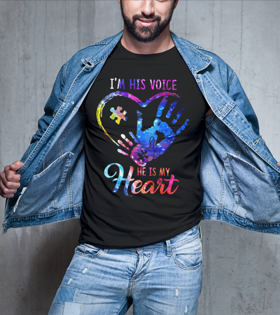 I'm His Voice He Is My Heart Puzzle Heart Hands T-Shirt