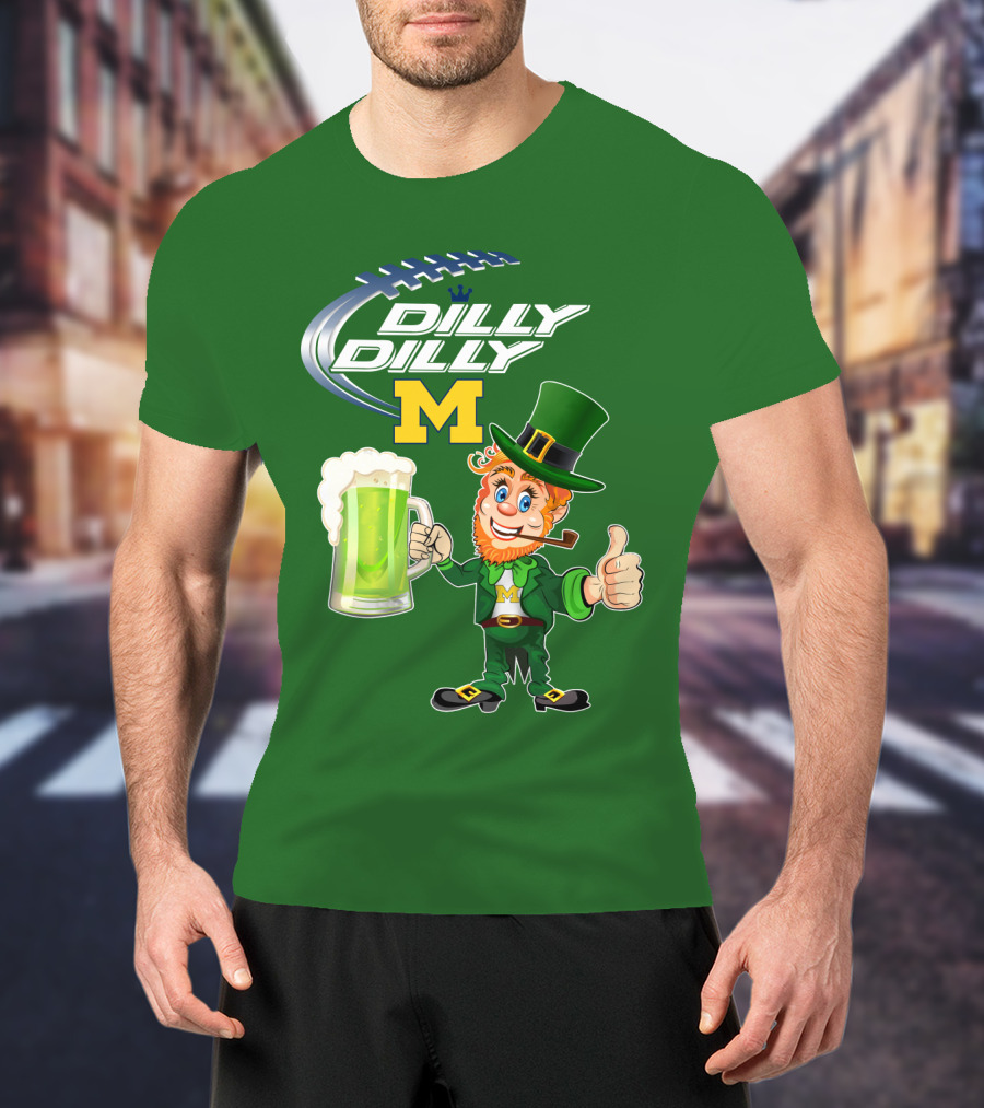 Dilly Dilly M Patrick Football Leprechaun With Green Beer T-Shirt
