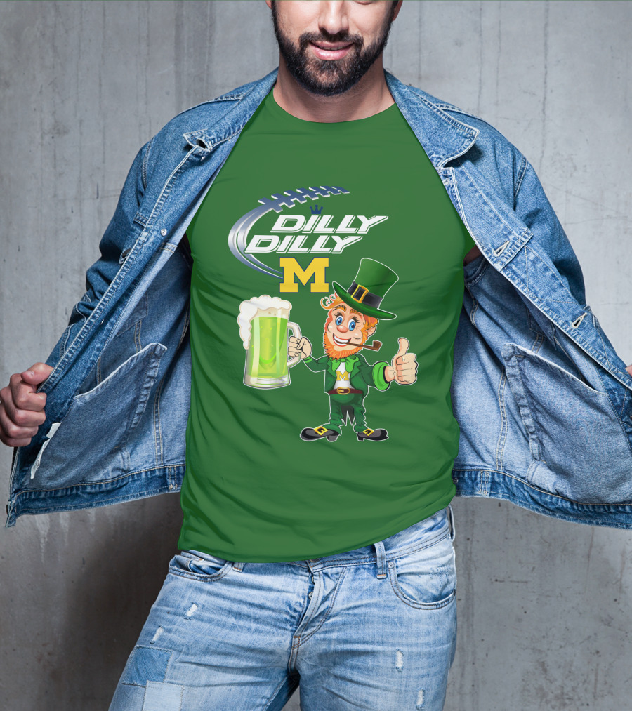 Dilly Dilly M Patrick Football Leprechaun With Green Beer T-Shirt