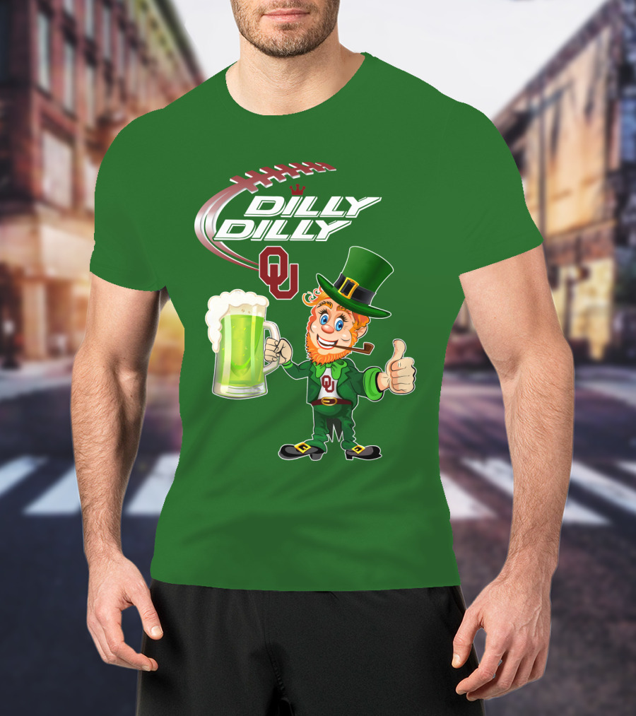 Dilly Dilly OU Football Green Beer Leprechaun T-Shirt
