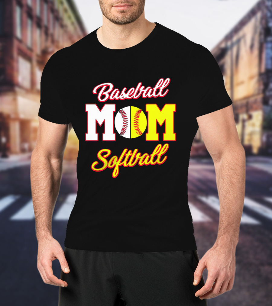 Baseball MOM Softball Split Ball T-Shirt