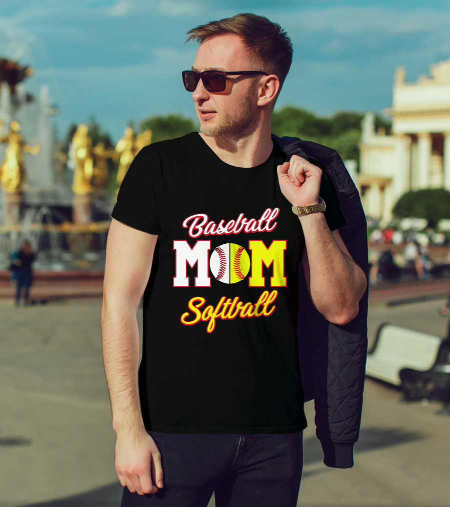 Baseball MOM Softball Split Ball T-Shirt