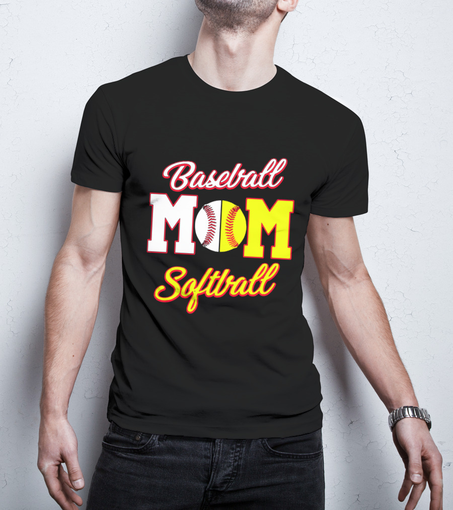 Baseball MOM Softball Split Ball T-Shirt