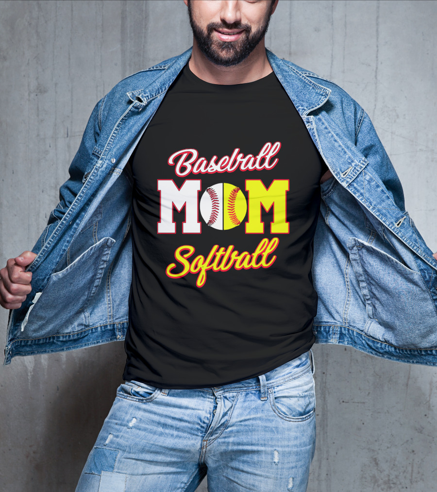 Baseball MOM Softball Split Ball T-Shirt
