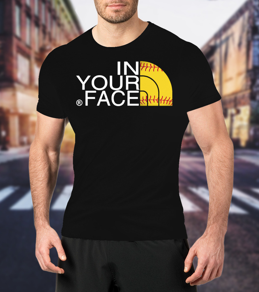 IN YOUR FACE Baseball Stitch T-Shirt