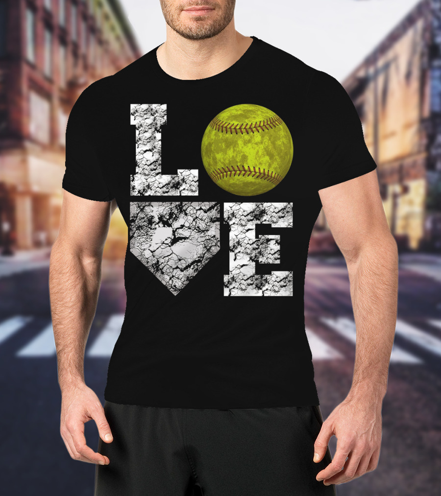 LOVE Softball Home Plate Grunge T-Shirt