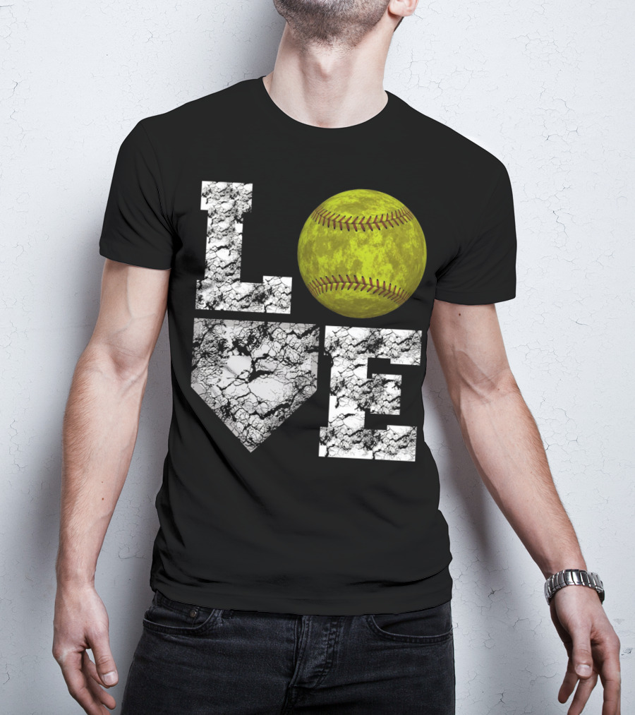 LOVE Softball Home Plate Grunge T-Shirt