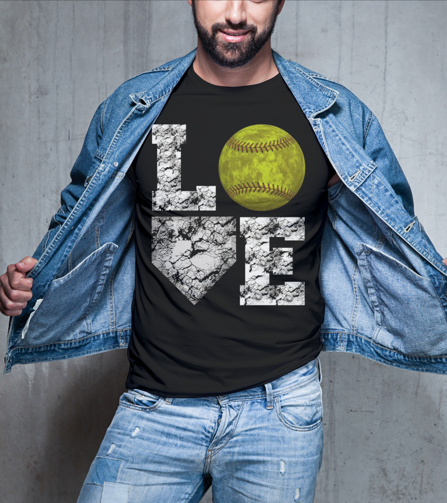 LOVE Softball Home Plate Grunge T-Shirt