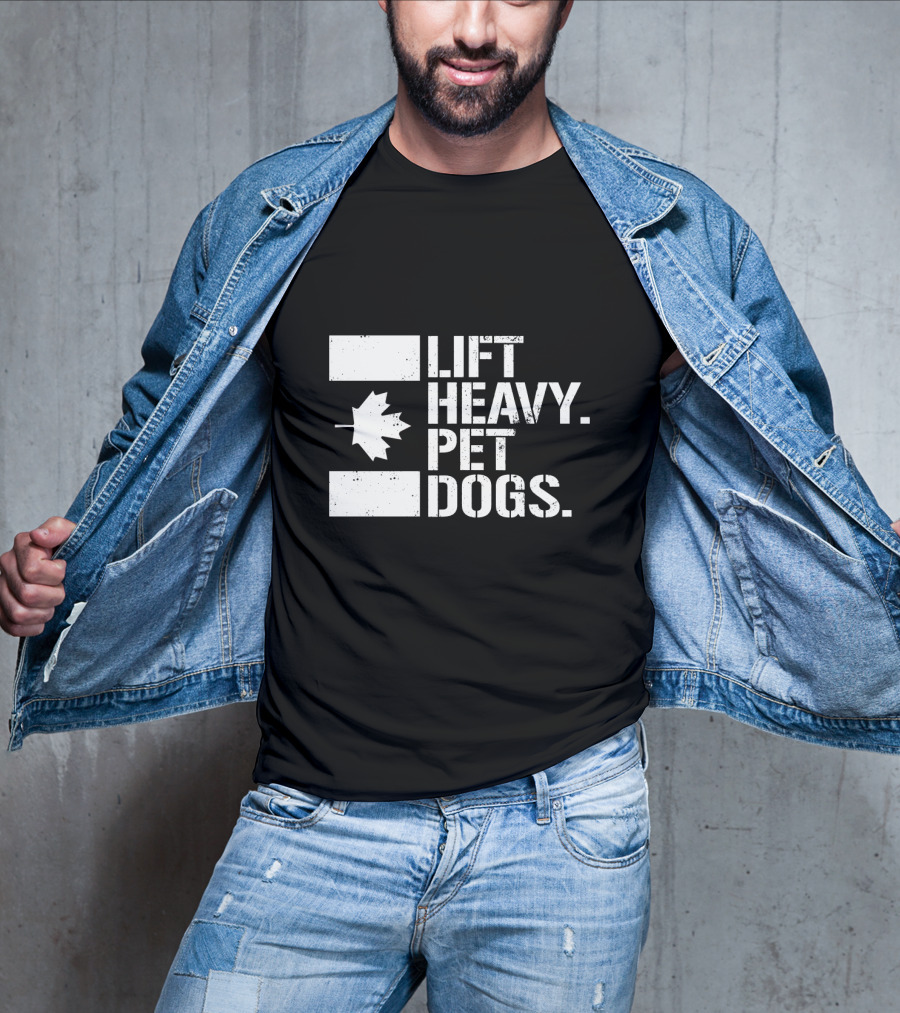 Lift Heavy Pet Dogs Canada Maple Leaf Flag Fitness T-Shirt
