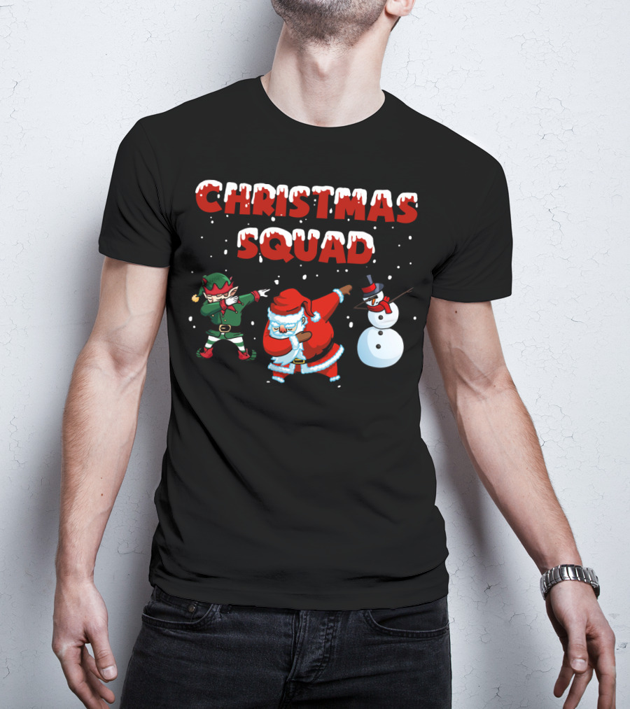 Christmas Squad Santa Elf Snowman Dabbing T-Shirt