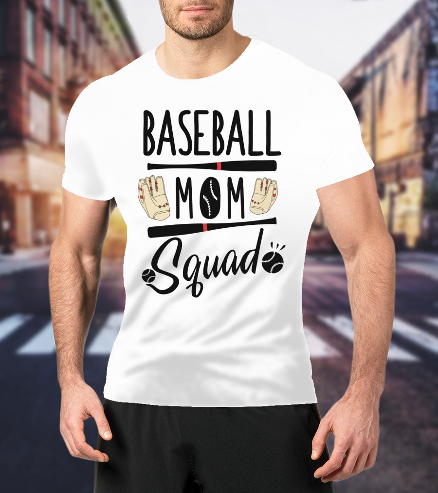 Baseball Mom Squad With Gloves And Bats T-Shirt