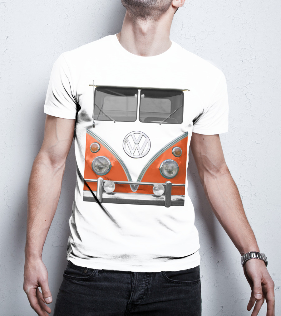 Volkswagen Orange Bus Front Vintage Look T-Shirt