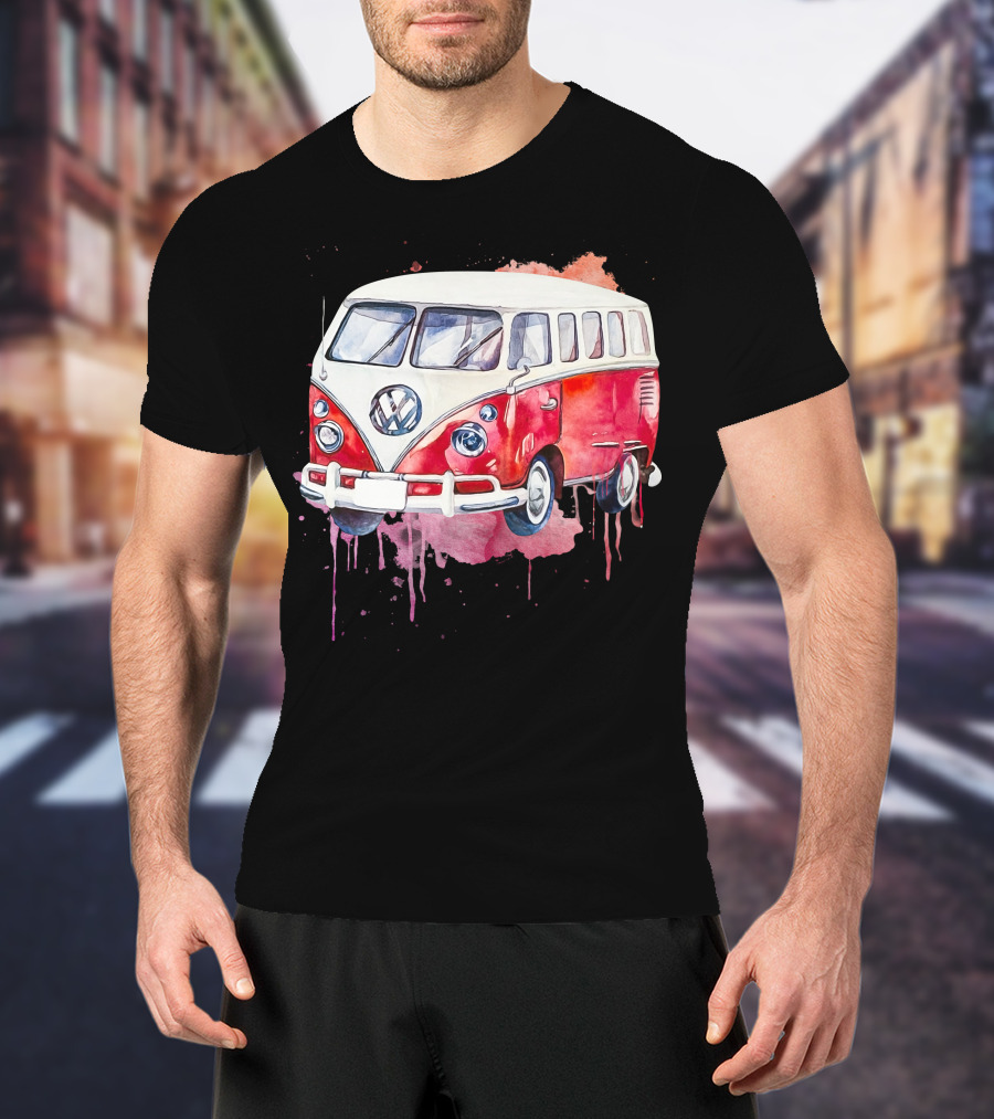 Volkswagen Camper Van Watercolor T-Shirt