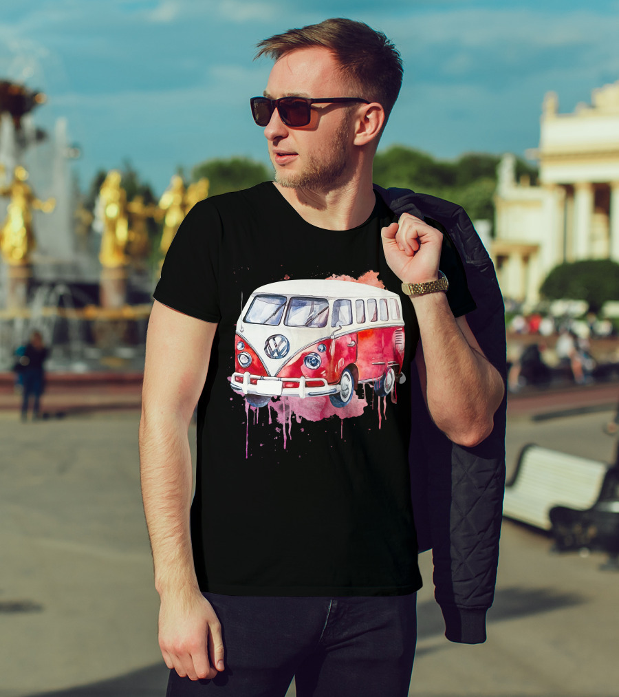 Volkswagen Camper Van Watercolor T-Shirt