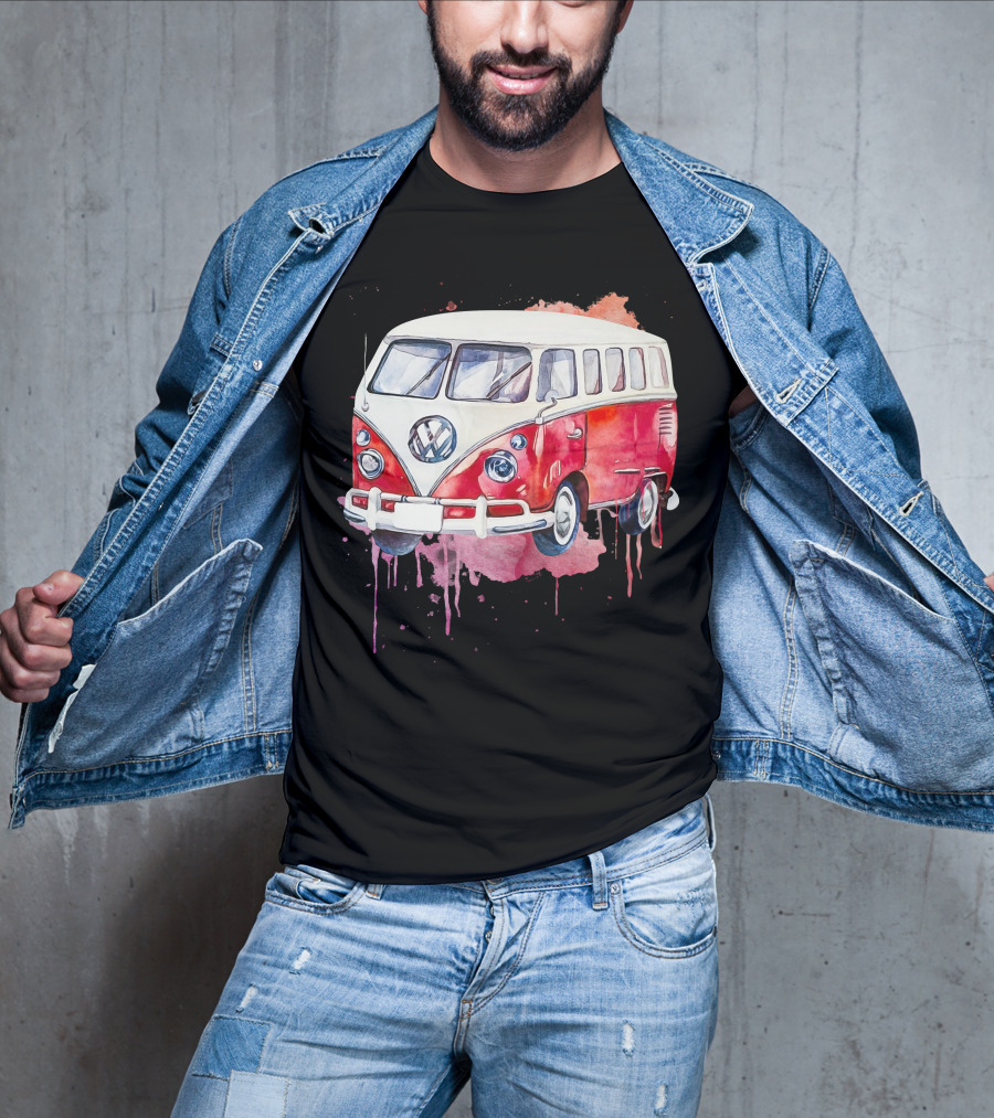 Volkswagen Camper Van Watercolor T-Shirt