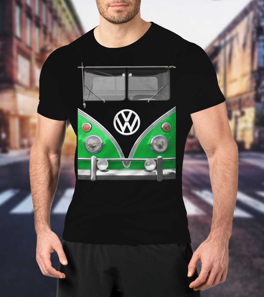 Volkswagen Bus Front Green Black T-Shirt