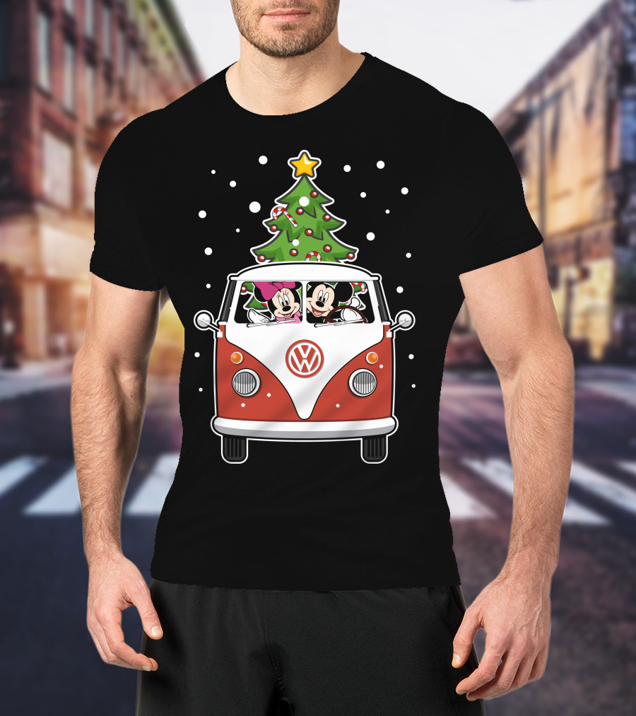 Volkswagen Christmas Van With Mickey And Minnie T-Shirt