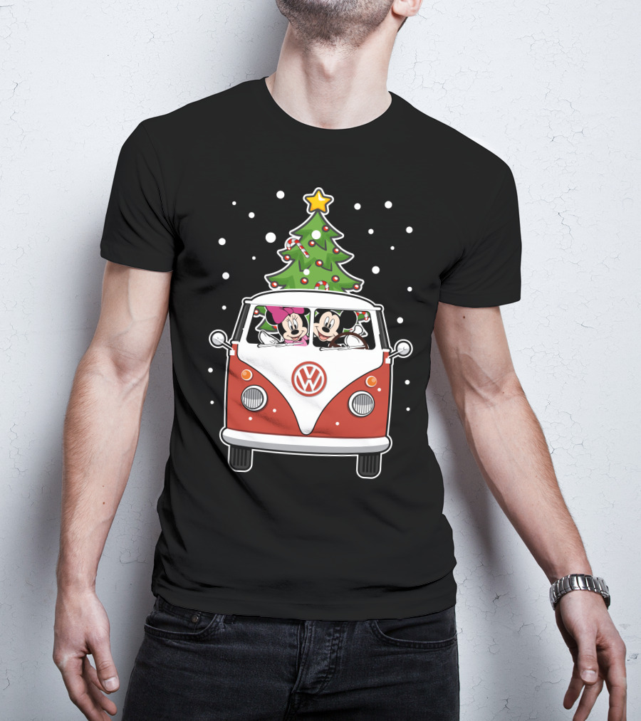 Volkswagen Christmas Van With Mickey And Minnie T-Shirt