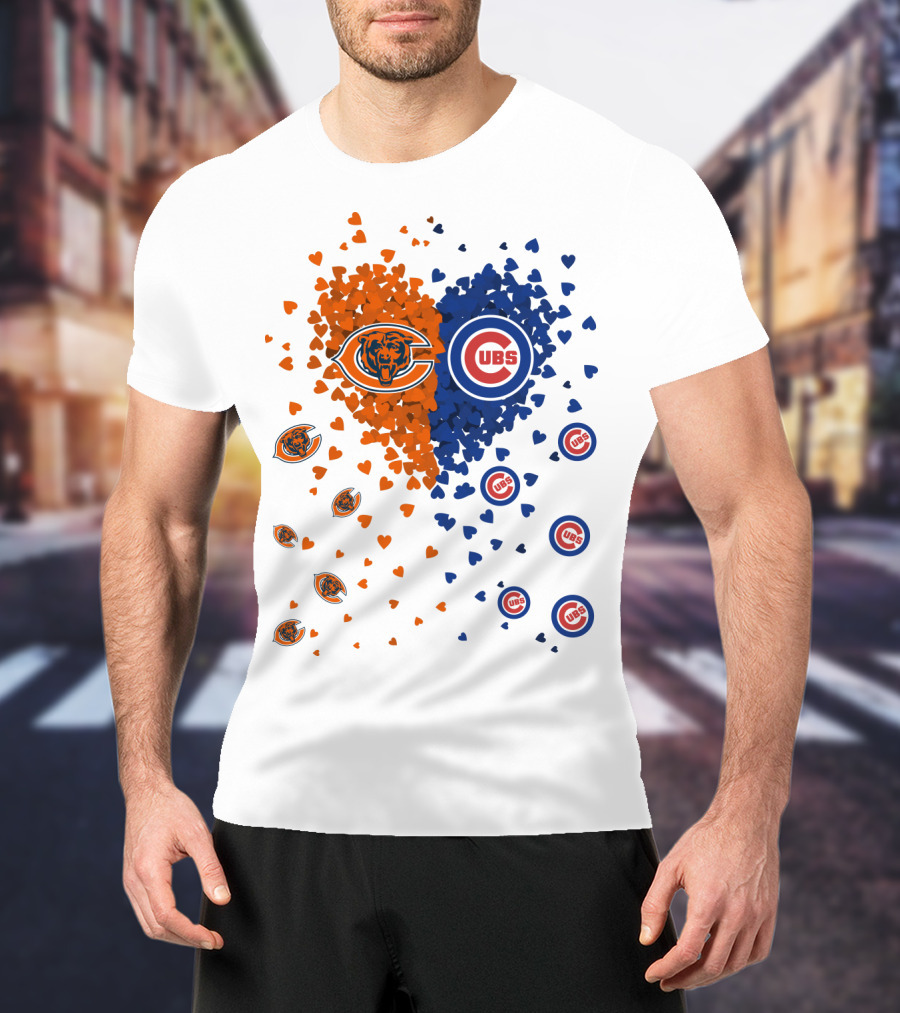 Heart Bears Cubs Chicago Bears And Chicago Cubs Logos And Heart T-Shirt