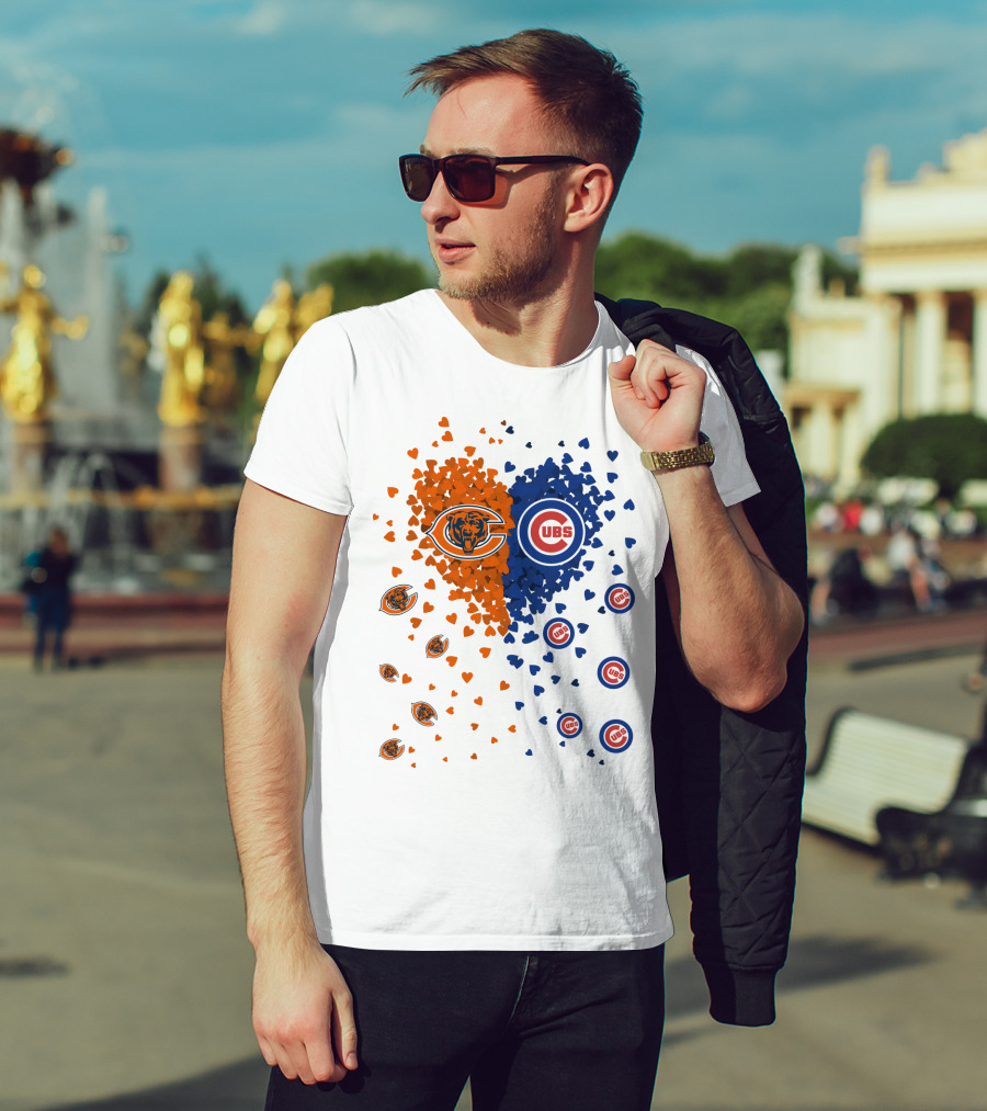 Heart Bears Cubs Chicago Bears And Chicago Cubs Logos And Heart T-Shirt