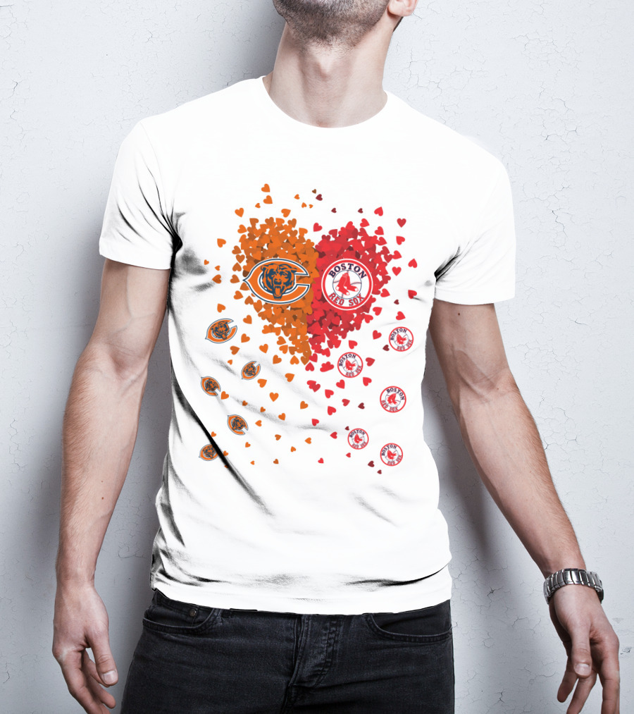 Chicago Bears Boston Red Sox Heart Blend T-Shirt