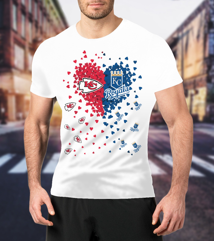 KC Chiefs Royals Heart Logo Hearts T-Shirt