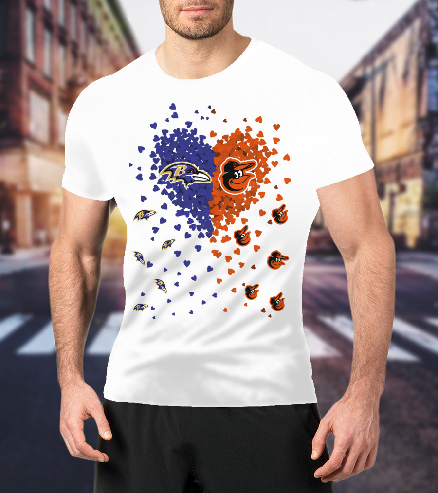 Heart Ravens Orioles Baltimore Football Baseball Mix T-Shirt