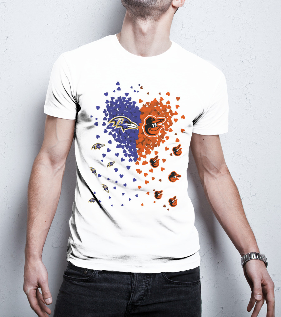 Heart Ravens Orioles Baltimore Football Baseball Mix T-Shirt