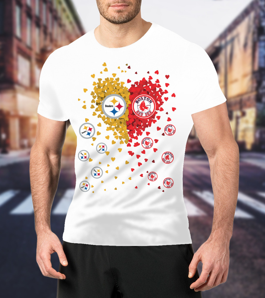 Steelers Pittsburgh Boston Red Sox Hearts T-Shirt