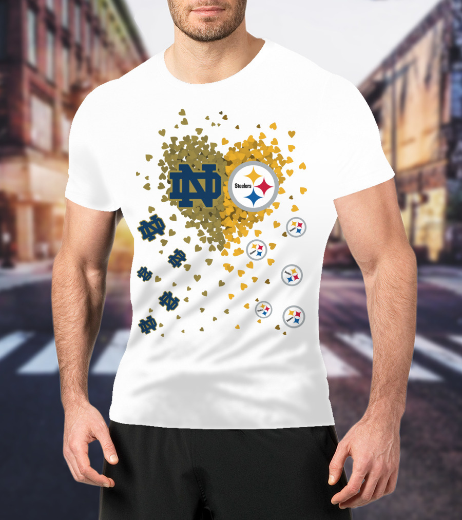 Notre Dame Steelers Heart Logo Explosion T-Shirt