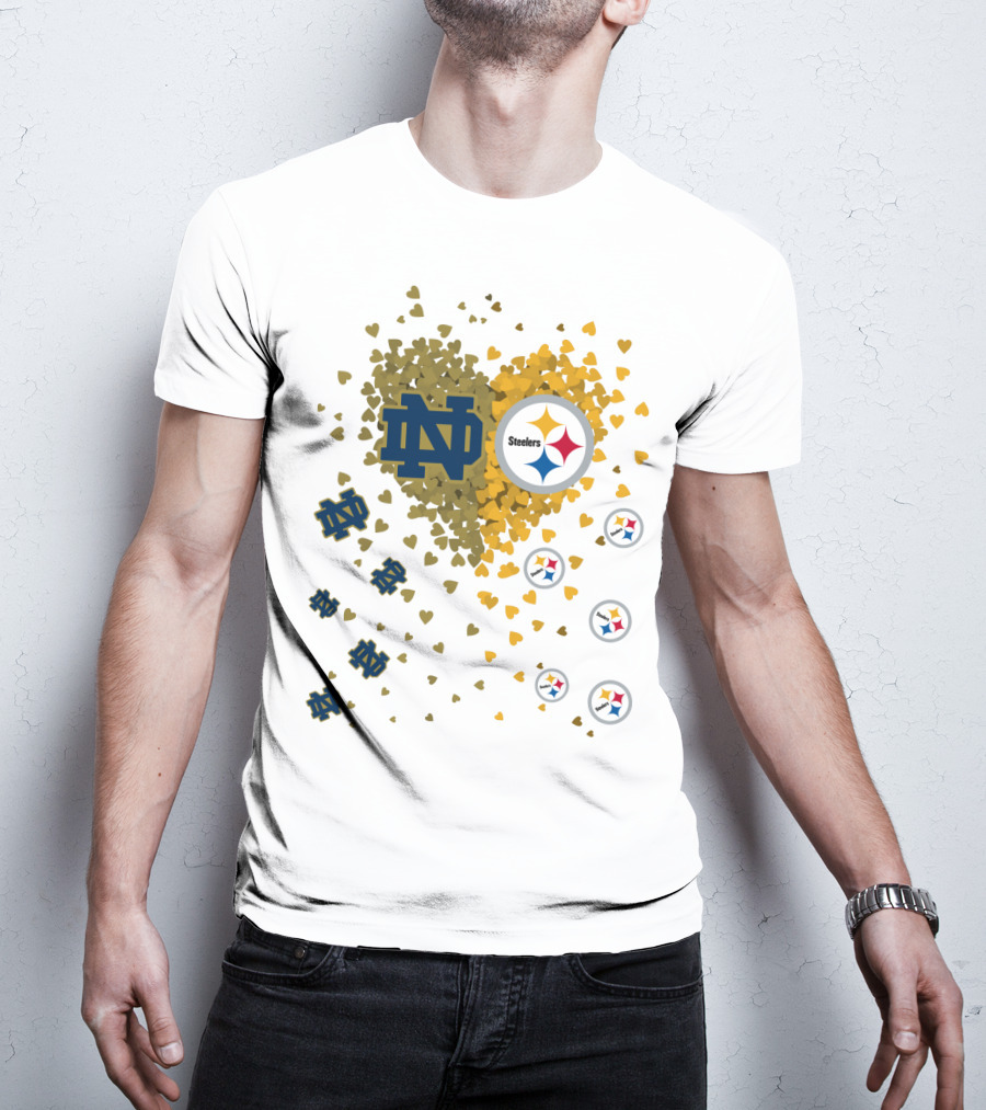 Notre Dame Steelers Heart Logo Explosion T-Shirt